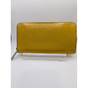 Louis Vuitton Epi Yellow Leather Zip Around Wallet Designer LV Silver with COA